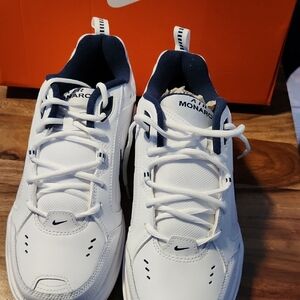 Nike Air Monarch IV White and Navy Trainers